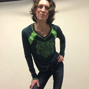 Green Long Sleeve Summer Water/Sun-Top
